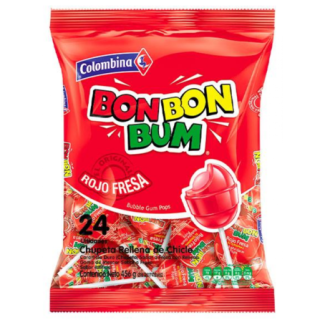 Bon Bon Bum Slikkepinde Jordbær 24 stk. - 408g